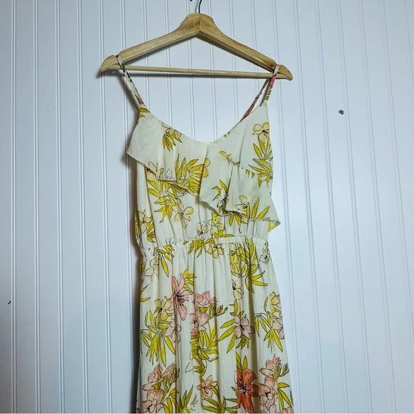 Billabong Floral High Low Dress Maxi Spaghetti Straps Boho Vacation Cotton Lined - Picture 4 of 14